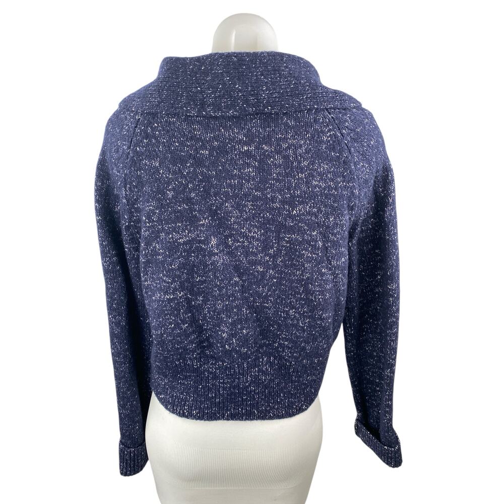 COS Women's Navy Blue Wool Knit Long Sleeve Button Up Cardigan Sweater Top Sz M - Picture 4 of 6